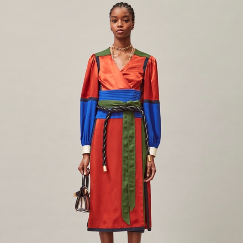 Tory Burch Color-Block Wrap Dress (NEW w tags)